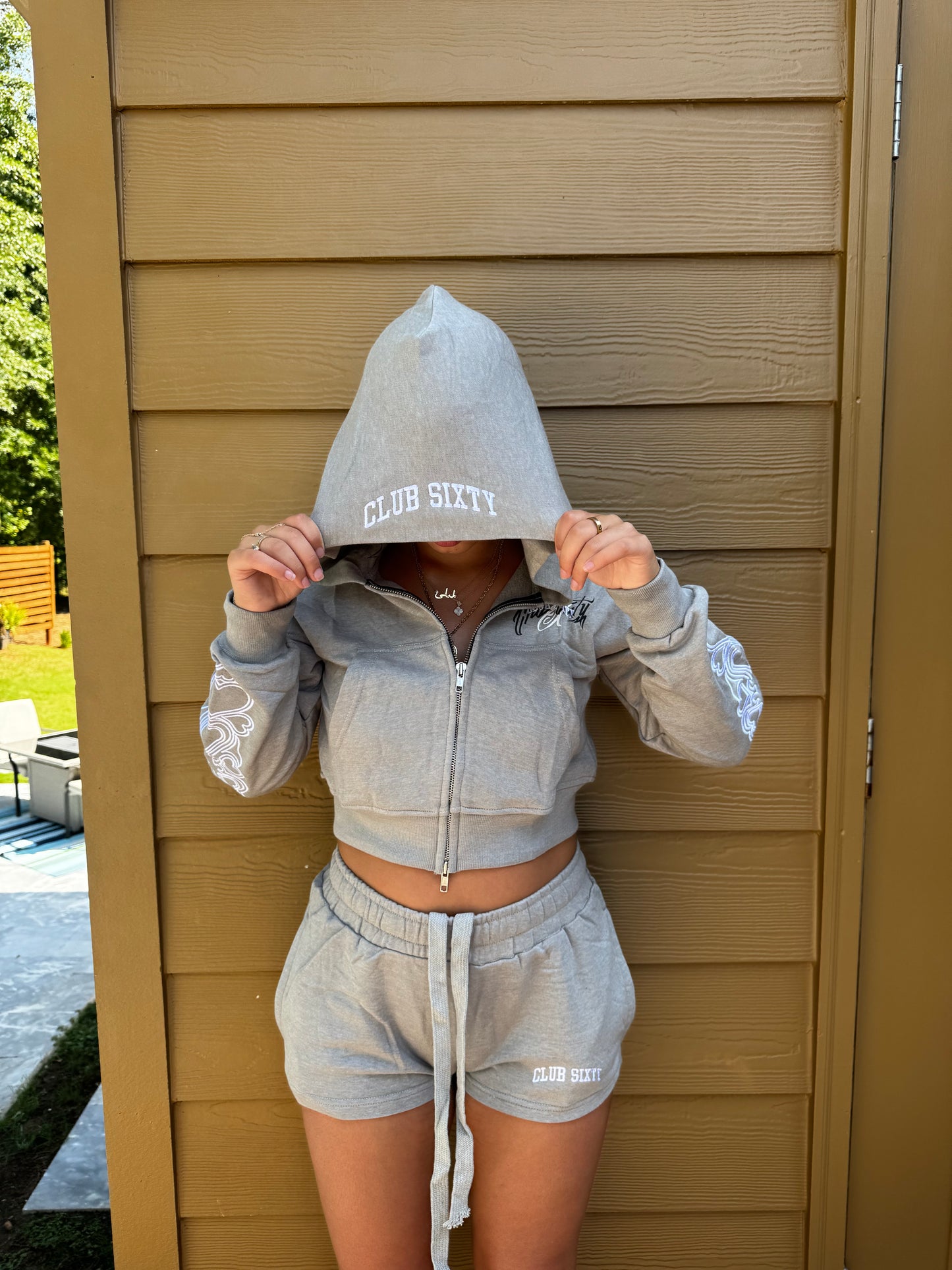 TRIPLE LOGO CROPPED HOODIE <3