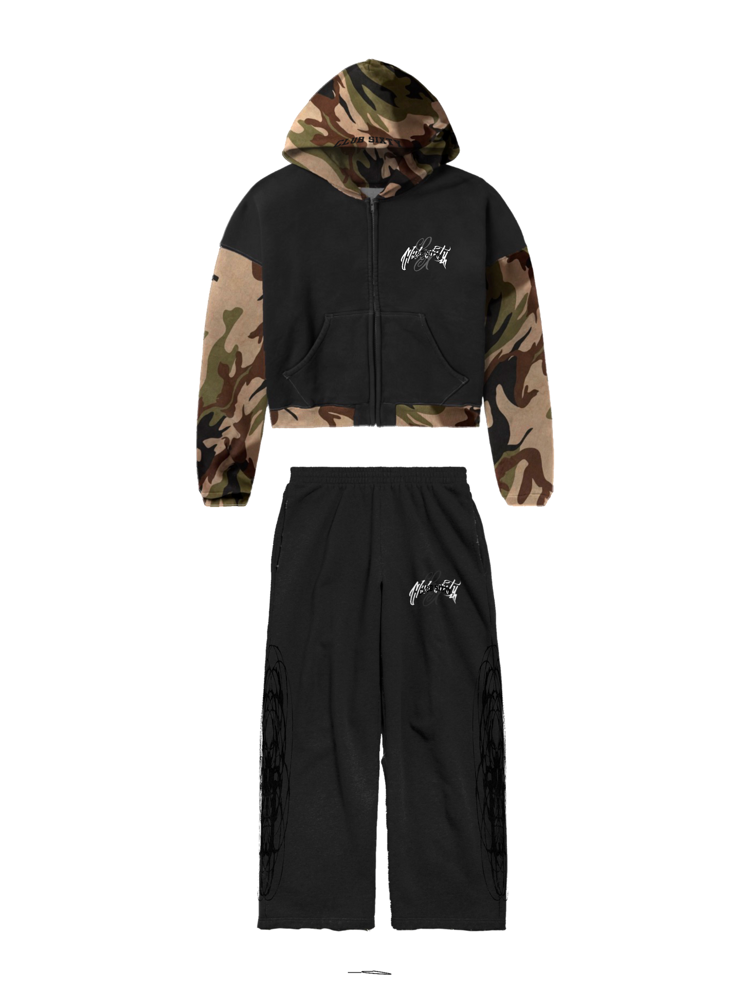 TRIPLE LOGO ARMY + BLACK ZIP-UP