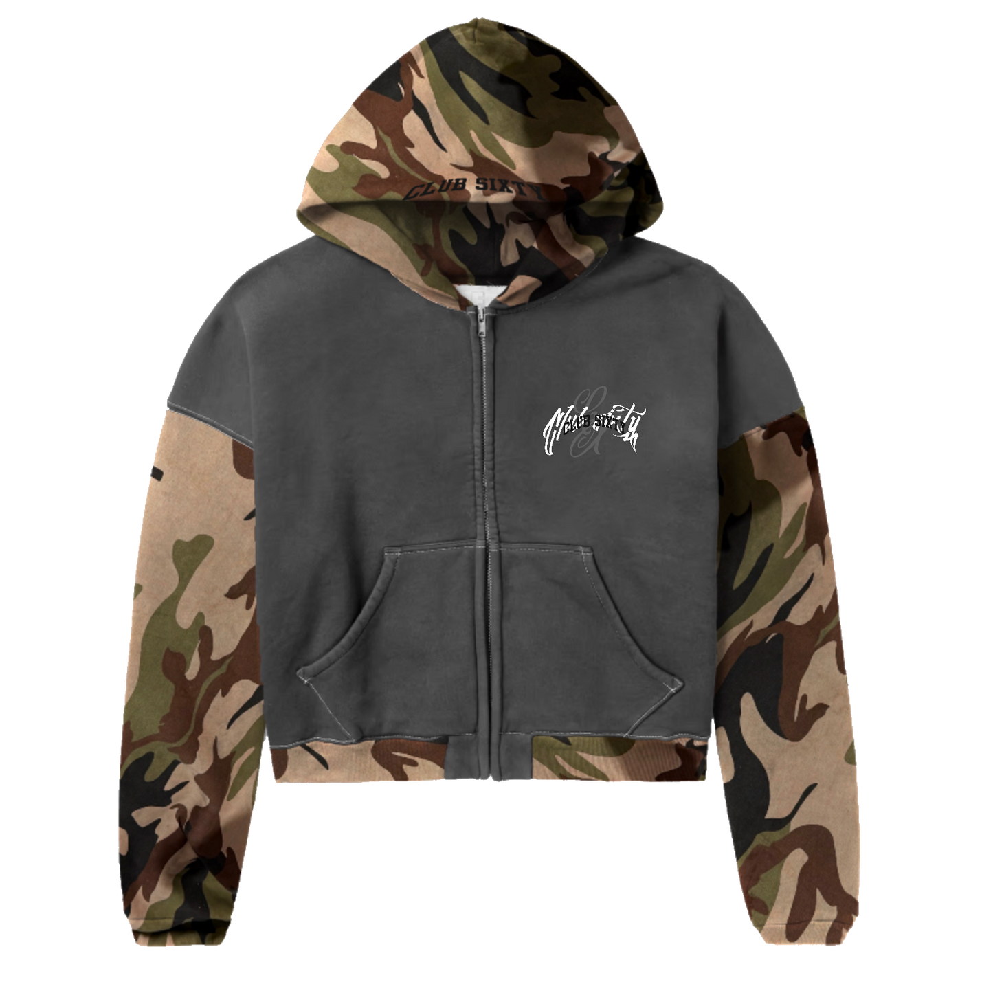 TRIPLE LOGO ARMY + GREY ZIP-UP
